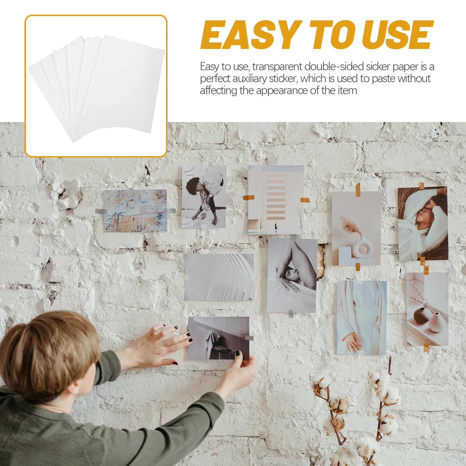 10 folhas de papel adesivo dupla face a4, transparente para planejamento de festa, embalagem de presente, uso artesanal, sem vestígios duplos