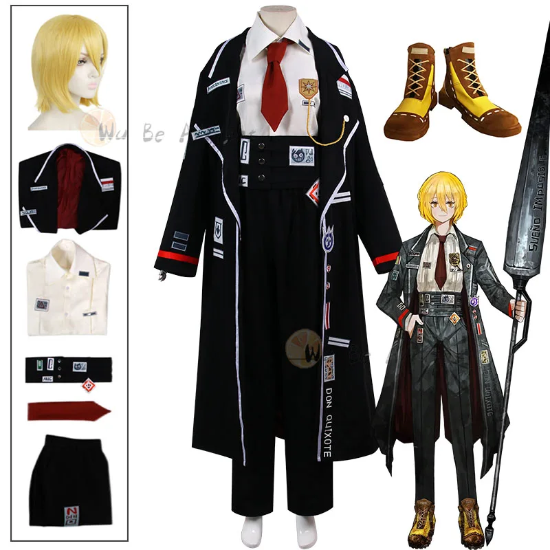 

Game Limbus Company Uniform Don Quixote Cosplay Costume Black Uniform Top Pants Coat Prop Halloween Carnival Party Disguise Suit