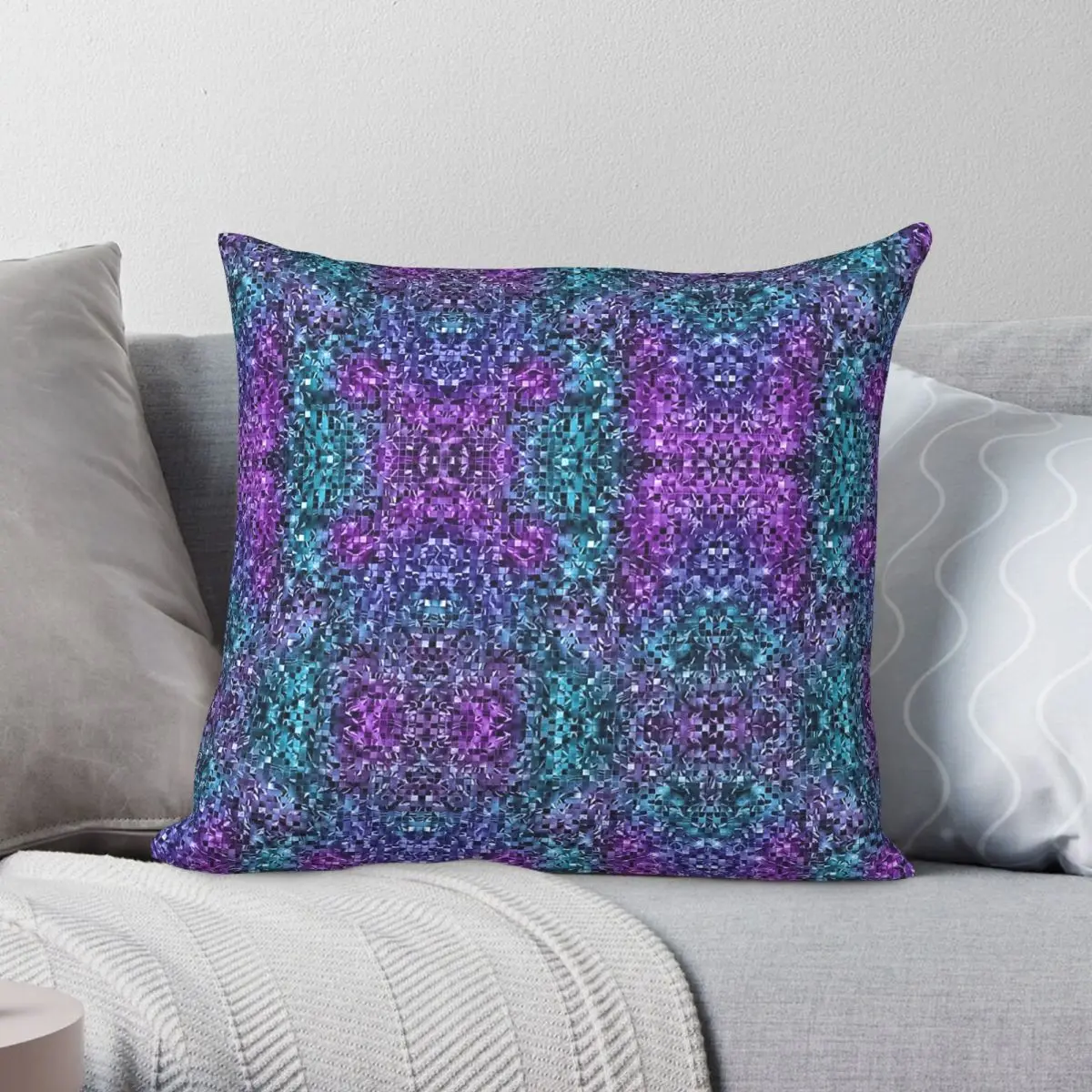Blue Teal Green Purple Pretty Pillowcase Polyester Linen Velvet Creative Zip Decorative Pillow Case Home Cushion Cover 45x45