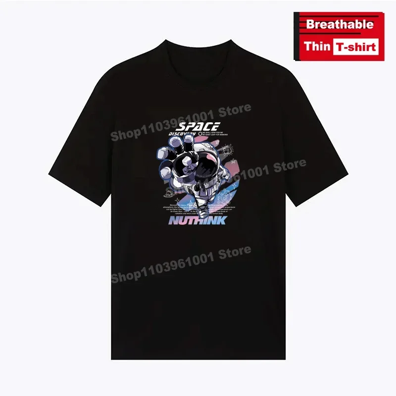 

Breathable Thin T-Shirt Space Astronaut Print Shirts Y2k Harajuku Hip Hop Casual Men/ Women Street Short Sleeve Tees