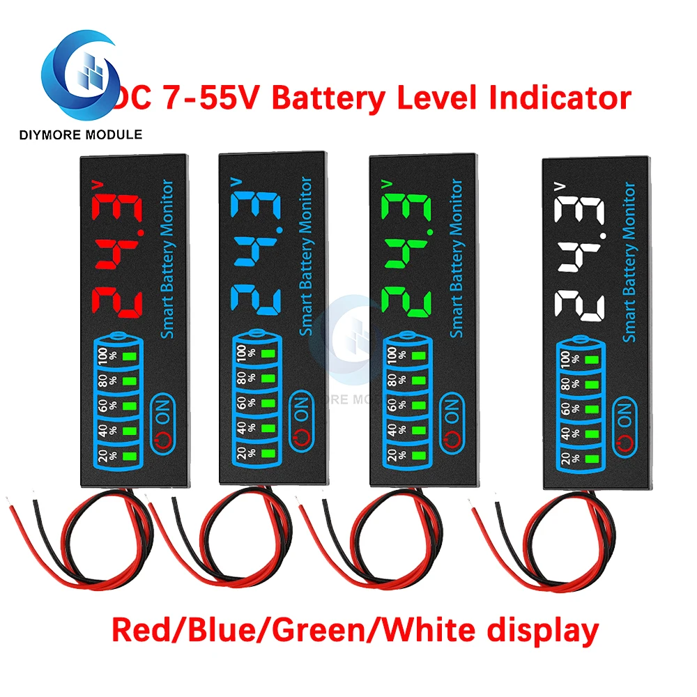 DC7-55V Battery Level Indicator 4615N 18650 3-14S Lipo Lithium Battery Capacity Board LED Screen Voltage Battery Charging Tester