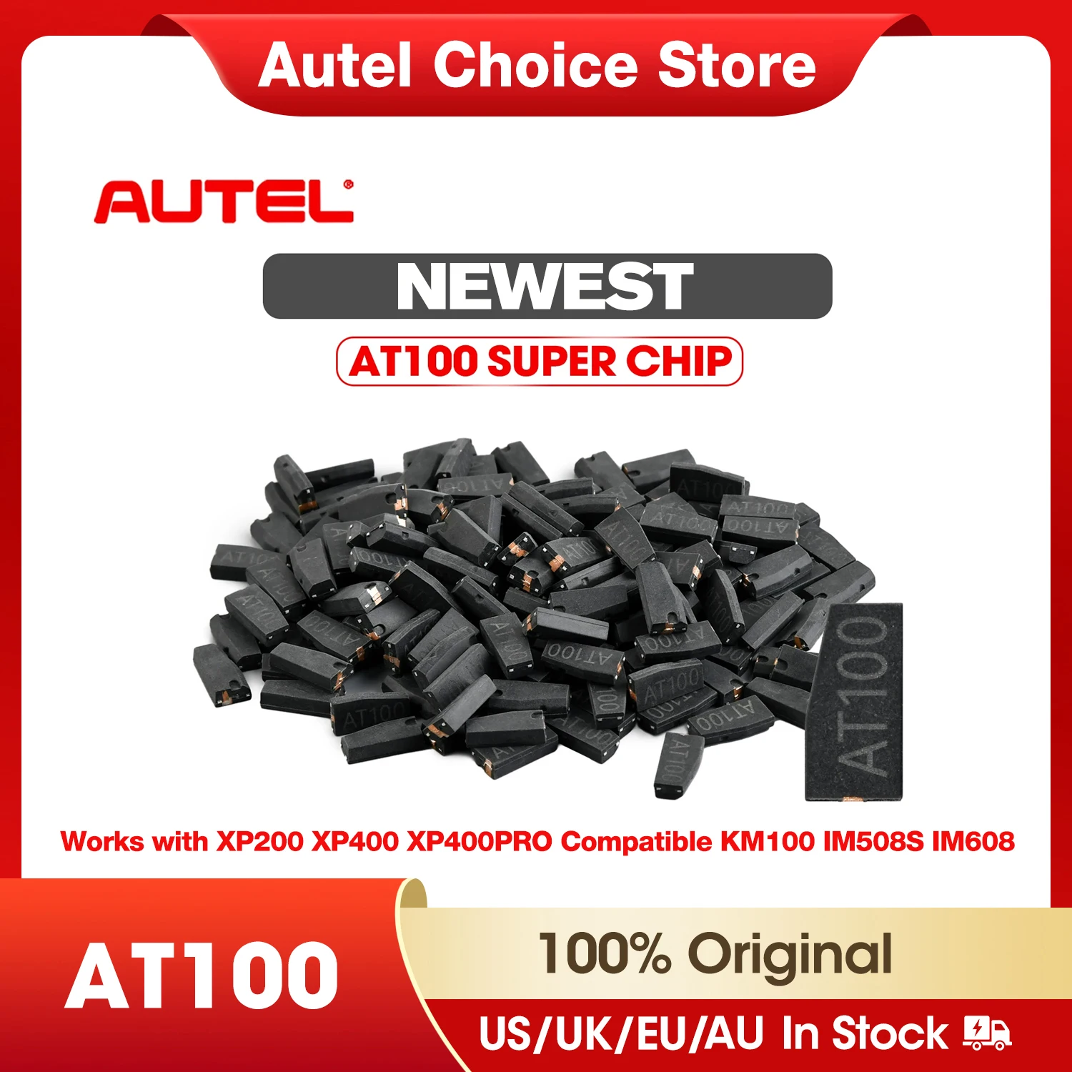 Autel AT100 Universal Super Transponder Chip Works with XP200 XP400 XP400PRO Compatible KM100 IM508S IM608 Key Programming Tools