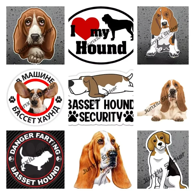 

I Love My Basset Hound Vinyl Decal Funny Basset Hound Dog Breed Bumper Waterproof Sticker for Cars Laptops Windows Trucks