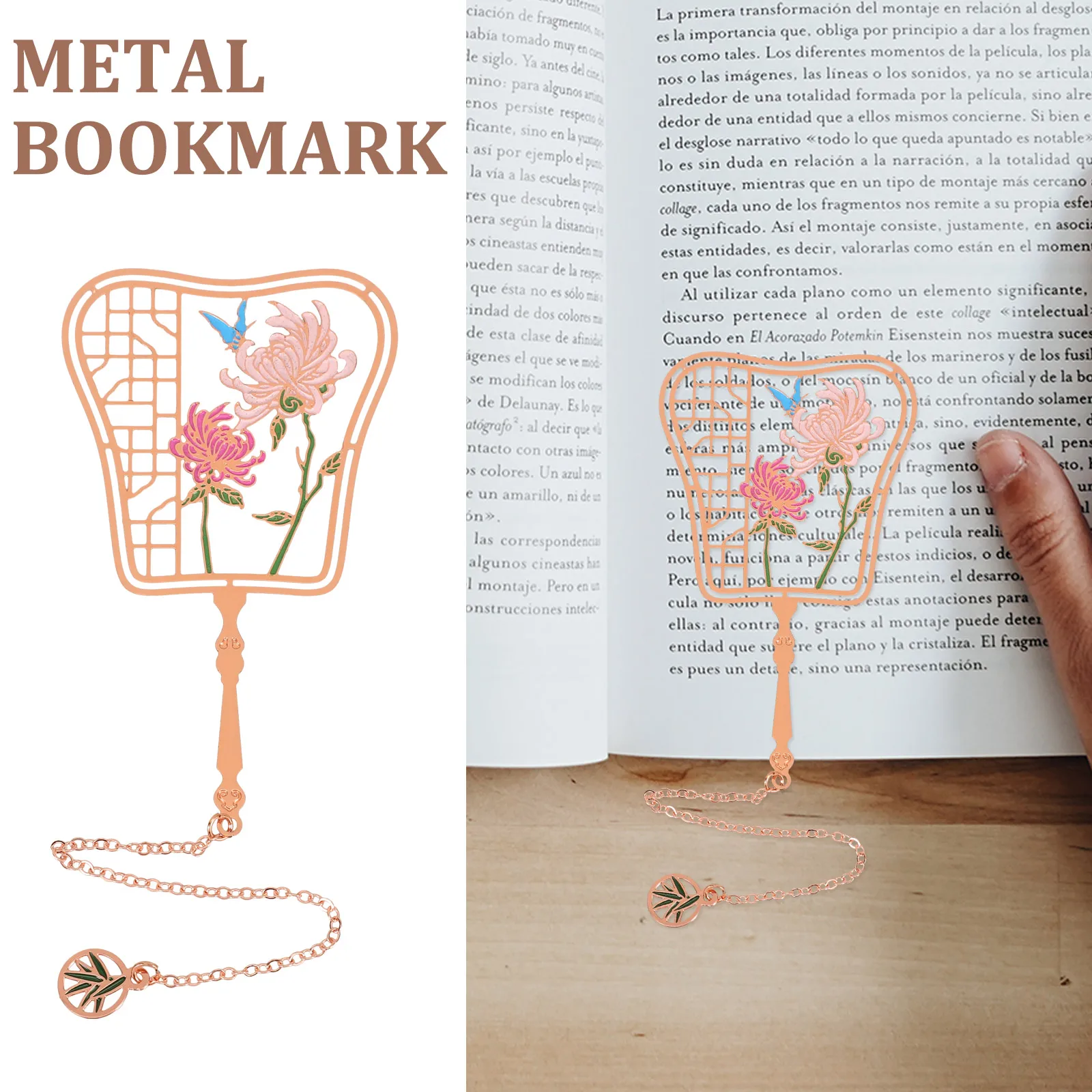 Marcapáginas de abanico de estilo chino, marcapáginas de lectura Retro, regalos decorativos DIY para estudiantes, escritorios, lectores, Metal ligero fino