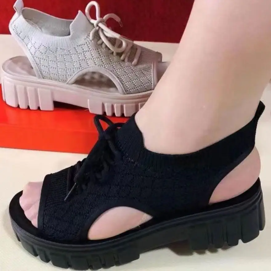 

Женские сандалии во французском стиле, летние повседневные удобные туфли без шнуровки с открытым носком на платформе, Zapatillas Mujer Zapatos Diseñador Mujer