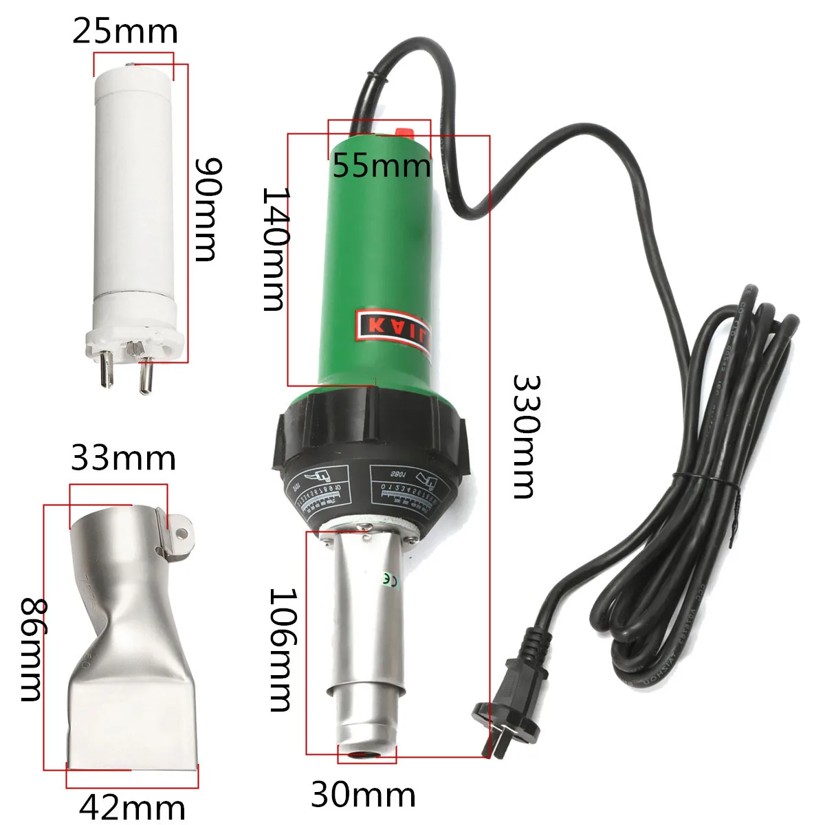 1600W Electronic Hot Air ปืนพลาสติกไฟฉายเชื่อมเครื่องเชื่อมความร้อนร้อนชุดเครื่องมือ + หัวฉีดเชื่อมเครื่อง220V