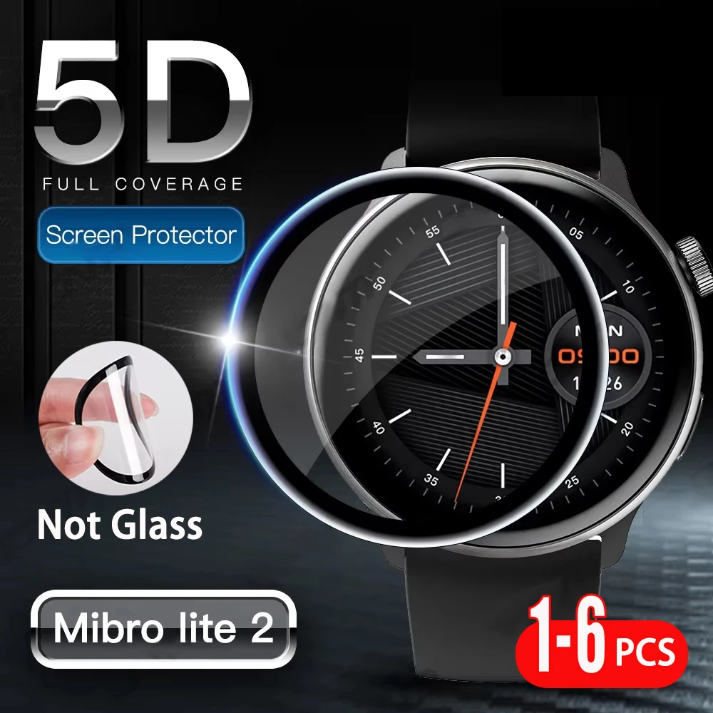 طبقة رقيقة واقية ل Mibro Lite 2 واقي للشاشة المضادة للخدش الأفلام الناعمة حافة منحنية HD غطاء لملحقات ساعة Mibro Lite