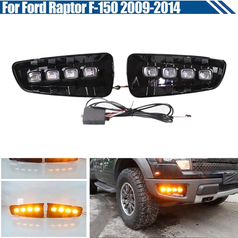 Car Daytime Running Lights LED DRL Fog Lamp Replacement Bumper For Ford Raptor F150 2009-2014