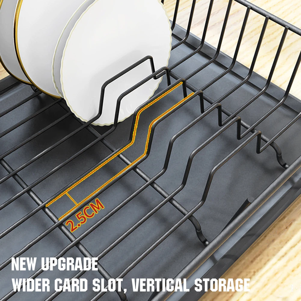 Double-layer Bowl Drying Rack Large Capacity Dish Racks Rust-Proof Stainless Steel Automatic Drainage System for Kitchen Counter