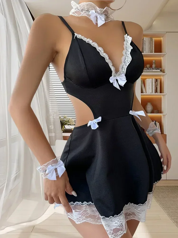 Women‘s Sexy Lingerie Apron Maid Dress Cosplay Costume Servant Lolita Hot Babydoll Dress Uniform Role Play Exotic