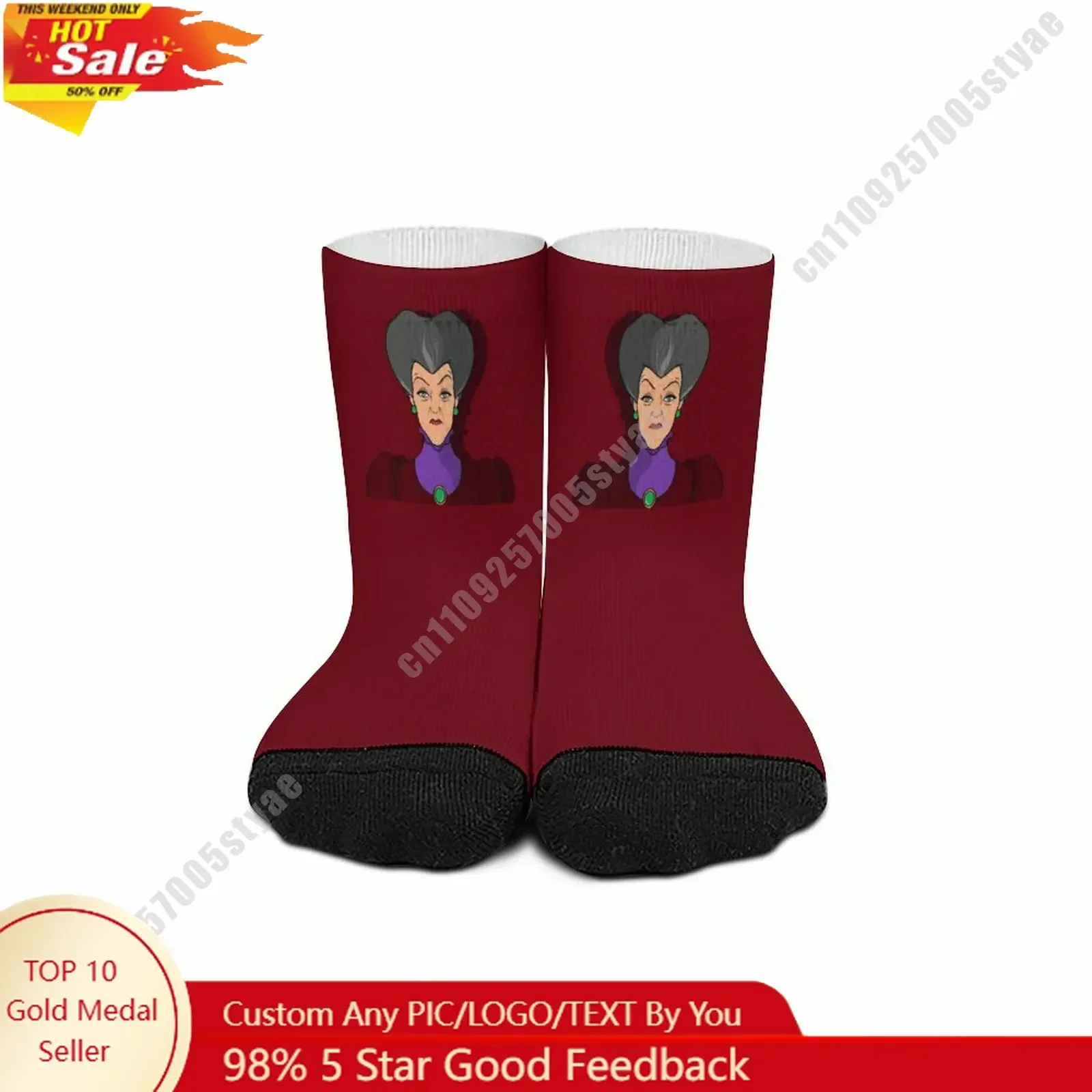 

Lady Tremaine Mid Calf Sock Disney Cartoon Custom Design Printed Logo Photo Text DIY Sweat Wicking Sock Sport Sock Birthday Gift