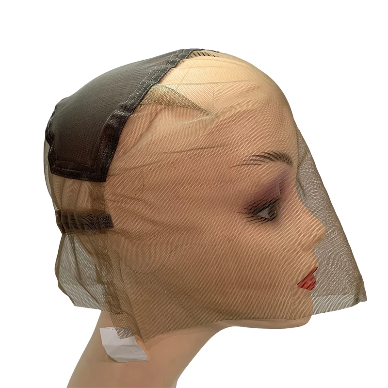 Cuffia per parrucca piena in pizzo per realizzare parrucche con cinghie regolabili Base per parrucca con cappuccio per tessitura in pizzo trasparente per ventilazione o annodare