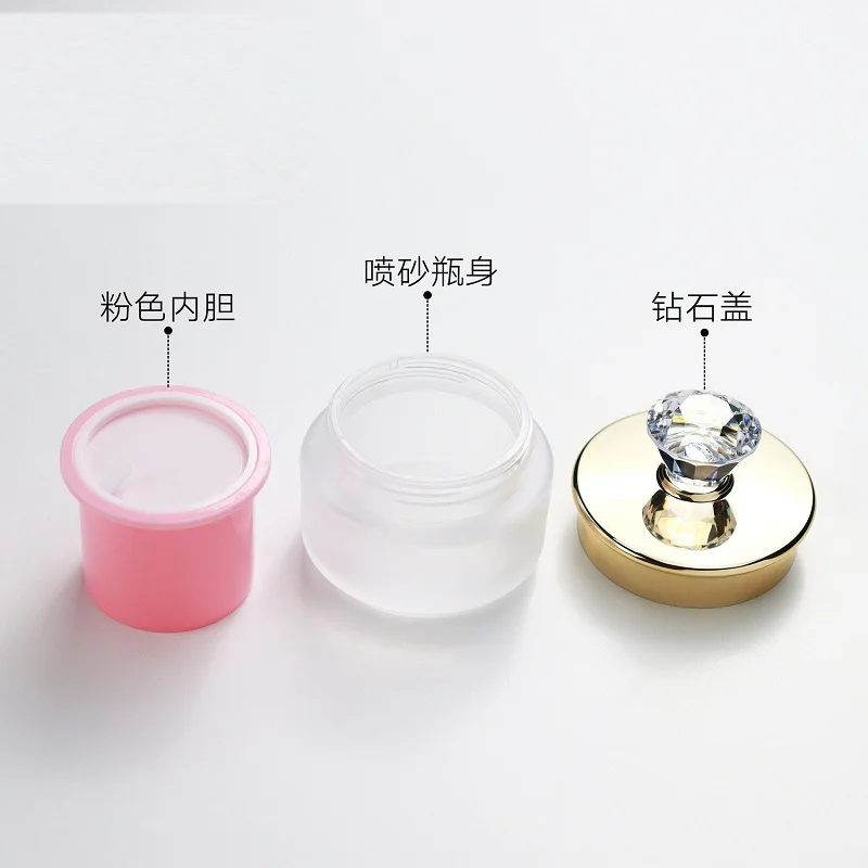 10Pcs Skincare Facial Cream Jars Diamond Lid 30G 50G Frost Pink Empty Refillable Pots Clear Plastic Containers For Cosmetics