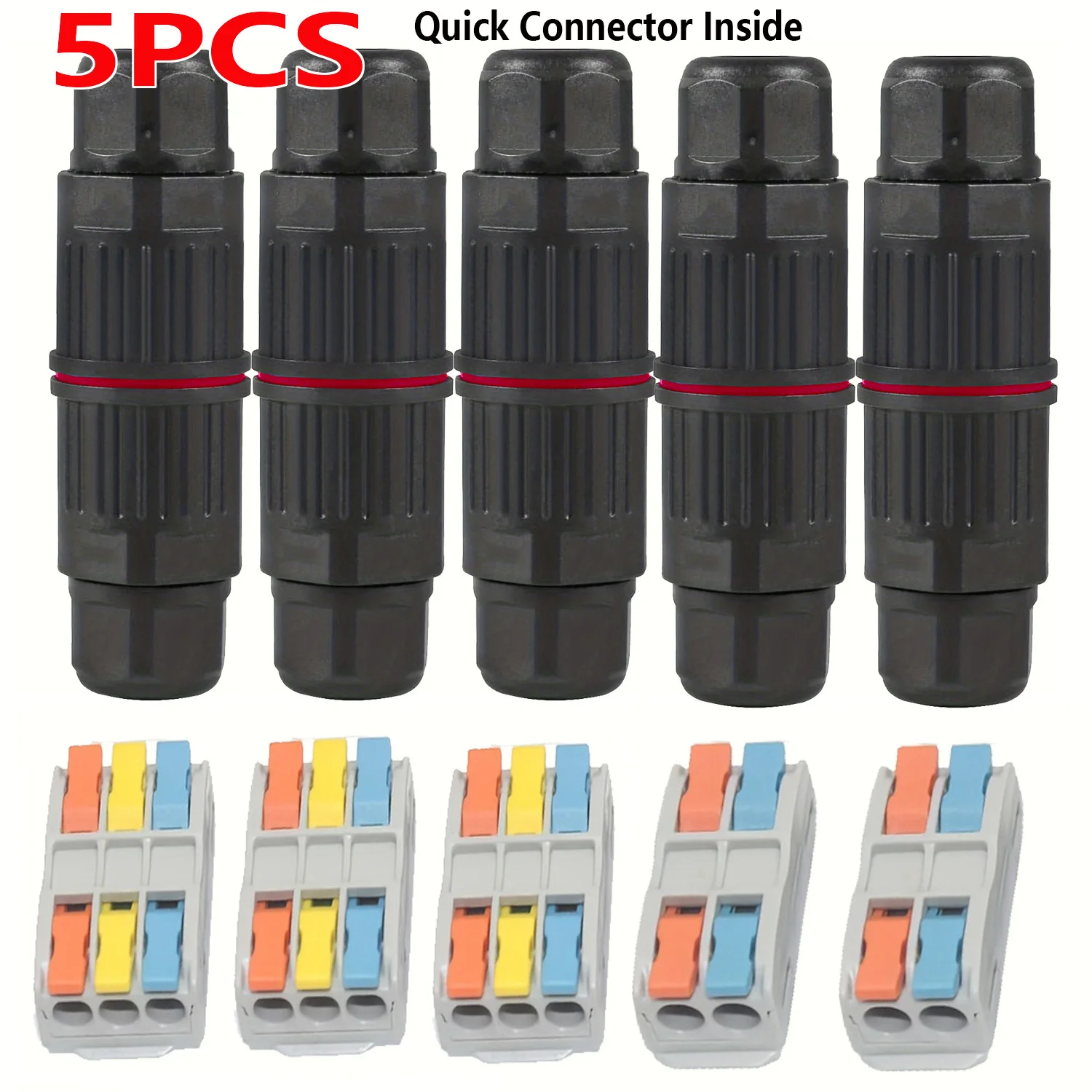 Connecteur de câble étanche Ip68, connexion rapide 2 en 2 sorties/3 en 3 sorties, adaptateur de Terminal électrique, 5 pièces