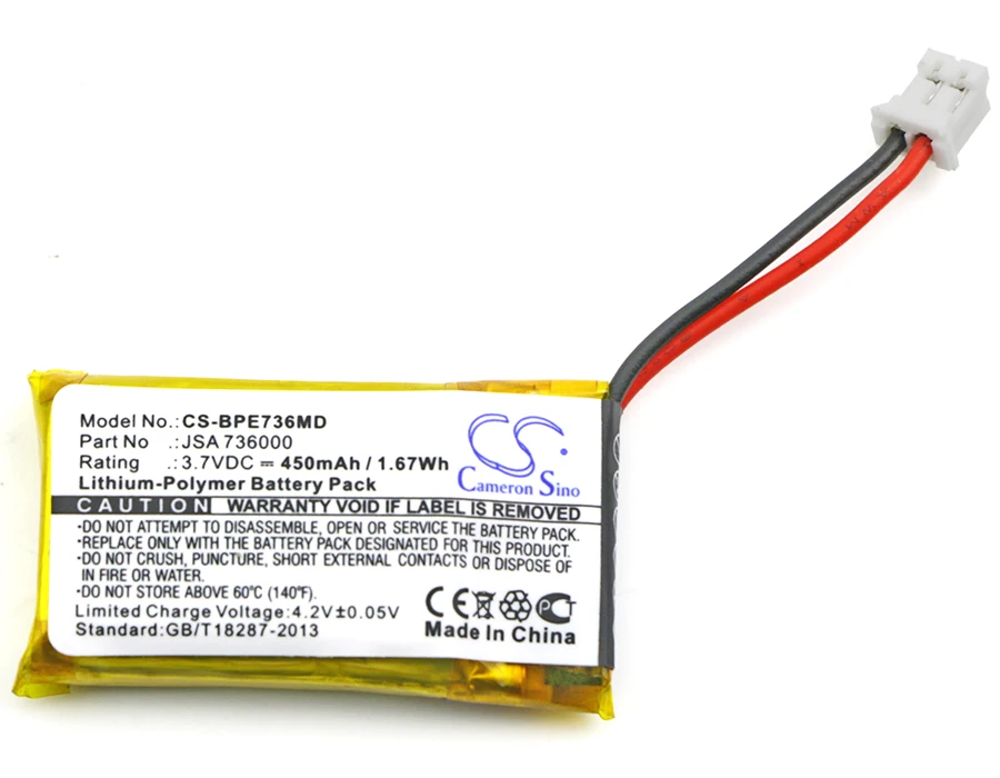 Battery for Biohit Picus,Picus NxT,multichannel pipettes,Picus 2 PN:SA 736000 (450mAh) 3.7V