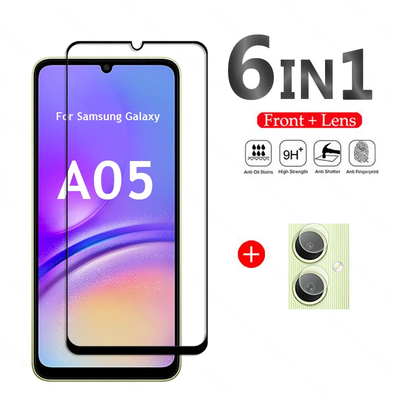 Dla Samsung Galaxy A05 Szkło Samsung A05 Szkło hartowane Pełna osłona ekranu Folia ochronna aparatu Galaxy A05 A05S A04S A04 Szkło