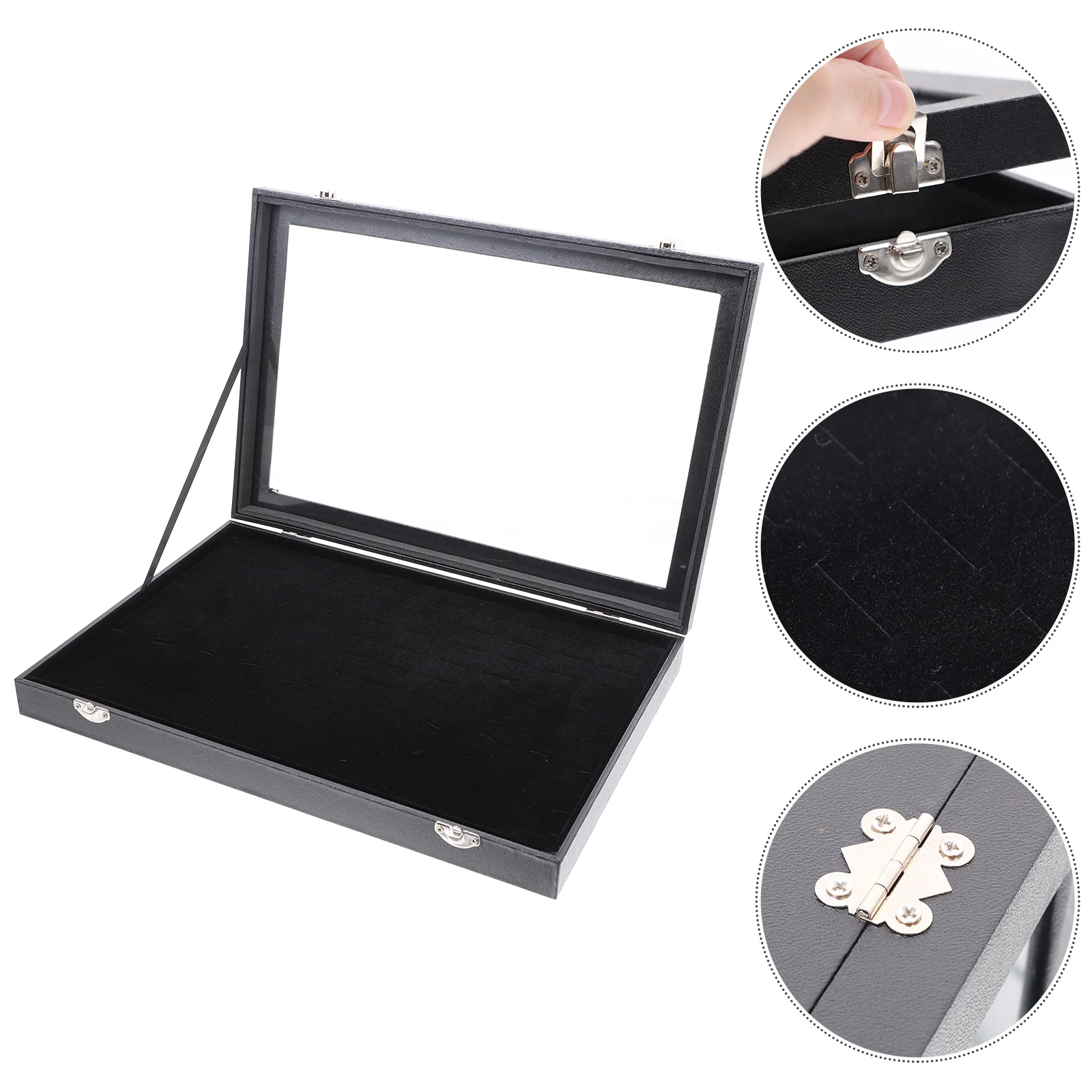 

100 Slots Display Box Ring Storage Organizer Wood Glass Jewelry Organizer Storage Case for Rings Home Collectibles