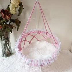 20cm cotton doll hanging chair, hand woven hanging chair