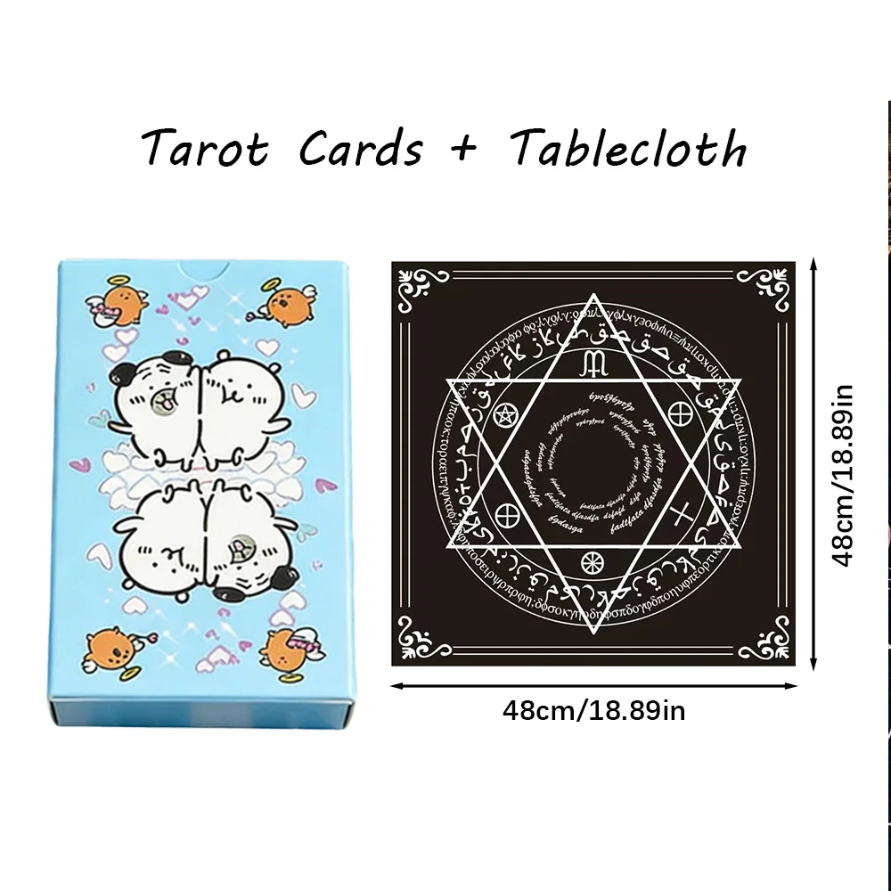 

80 Cute Cartoon Bear Tarot Cards + Tablecloth, Adorable Pet Healing Cards, Perfect for Party Board Games and Gift-Giving
