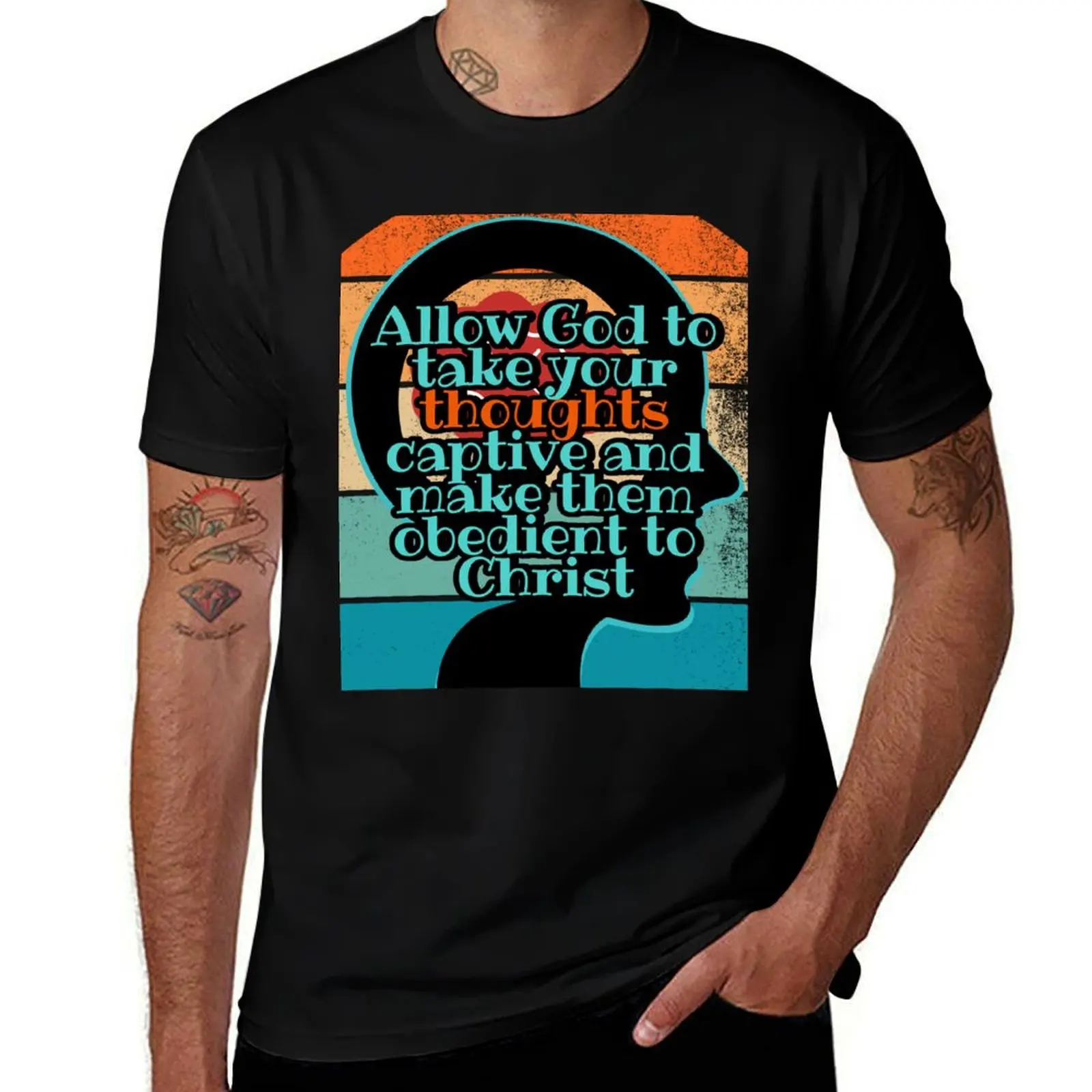 Allow God to take your thoughts captive T-Shirt cotton t shirts high quality T-Shirt