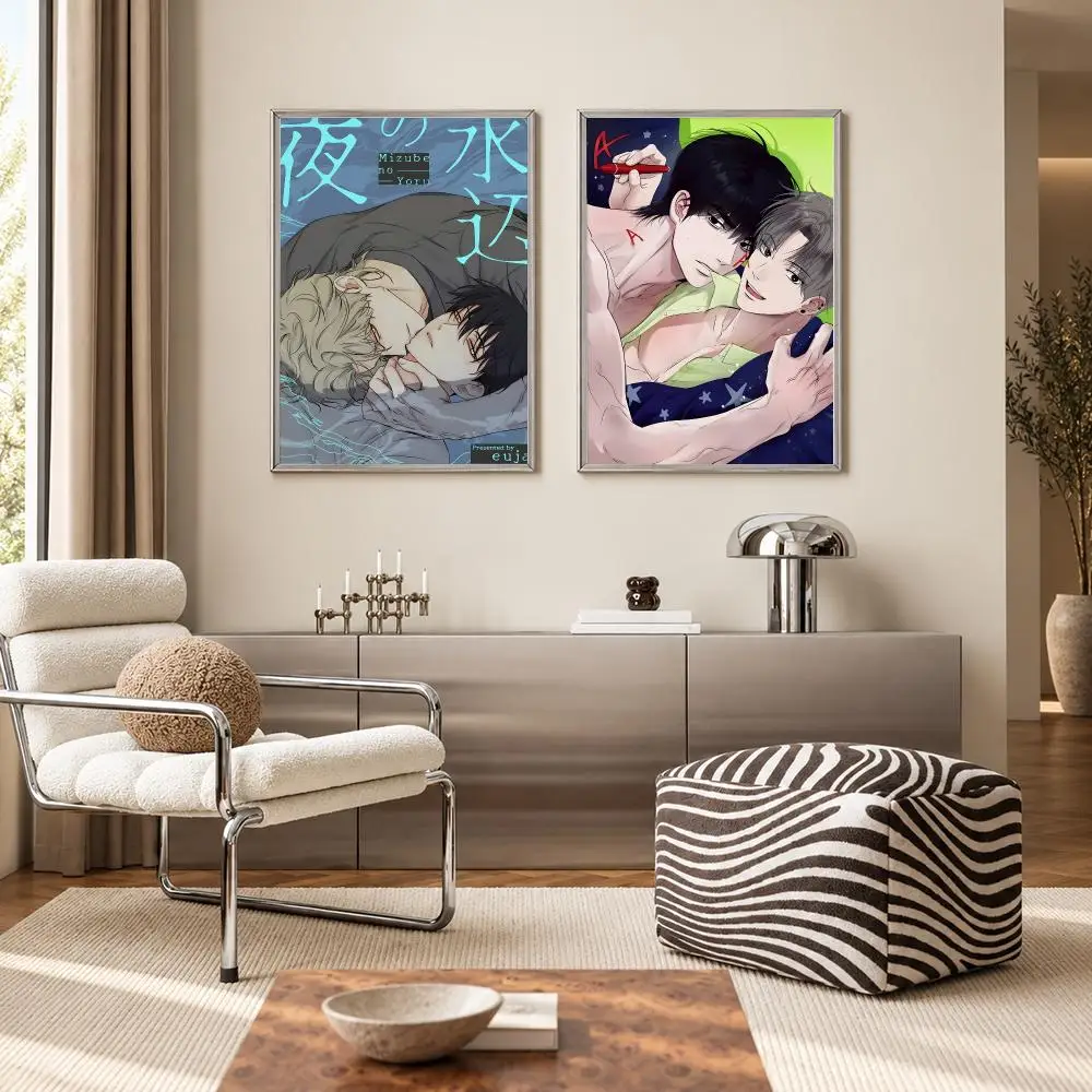 Dark Romantic BL Manhwa Unsleep Poster Self‑Adhesive Waterproof PP Poster Coffee Bar Wall Art Home Decor