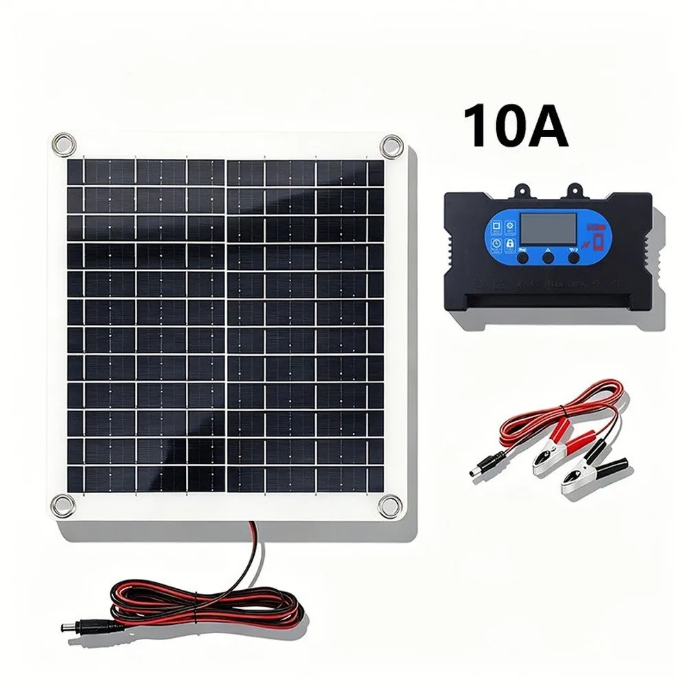 12W Solar Panel with Integrated Controller for For outdoor Camping RV Boats 12V System Compatible DC5521 Output