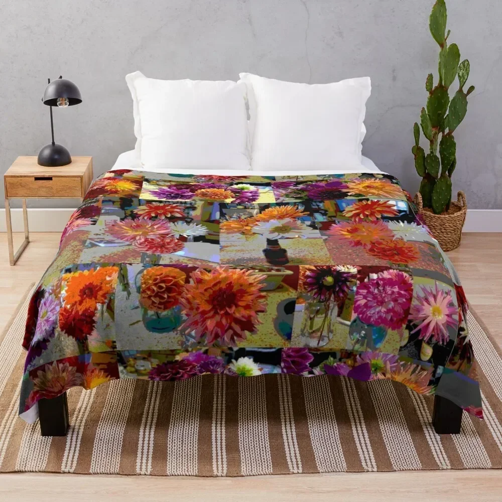 

Posterized Dahlias all in a row Throw Blanket Plaid Kid'S Luxury Thicken Hairy Blankets