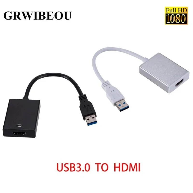 

GRWIBEOU USB 3.0 To HDMI External Video Graphic Card Converter Cable for Windows 7/8/10 1080P Multi Monitor Display HDTV Adapter