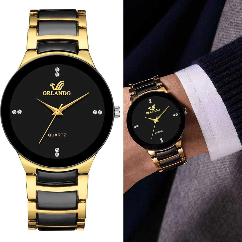 Hot Selling Black Dial Stainless Steel Quartz Men's Business/Women's Watch