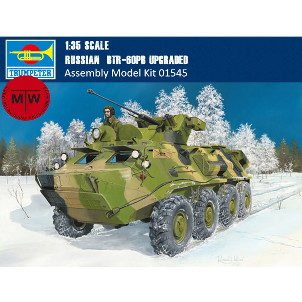 

Trumpeter 01545 1/35 Scale Russian BTR-60PB UPGRADED Military Plastic Assembly Model Kits