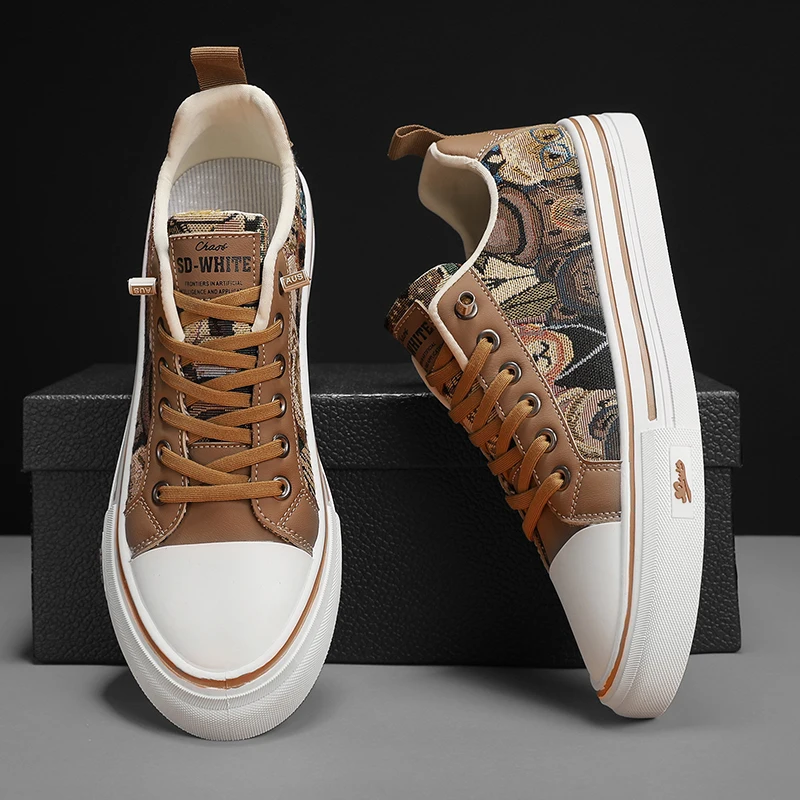 

Fashion Bears Print Men Canvas Shoes Low Cut Flat Men's Vulcanize Shoes Summer Breathable Casual Shoes Man Zapatillas De Lona