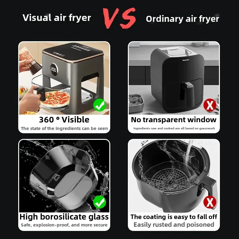 fully automatic large-capacity sound-controlled air fryer for household new transparent oven microwave three-in-one machine