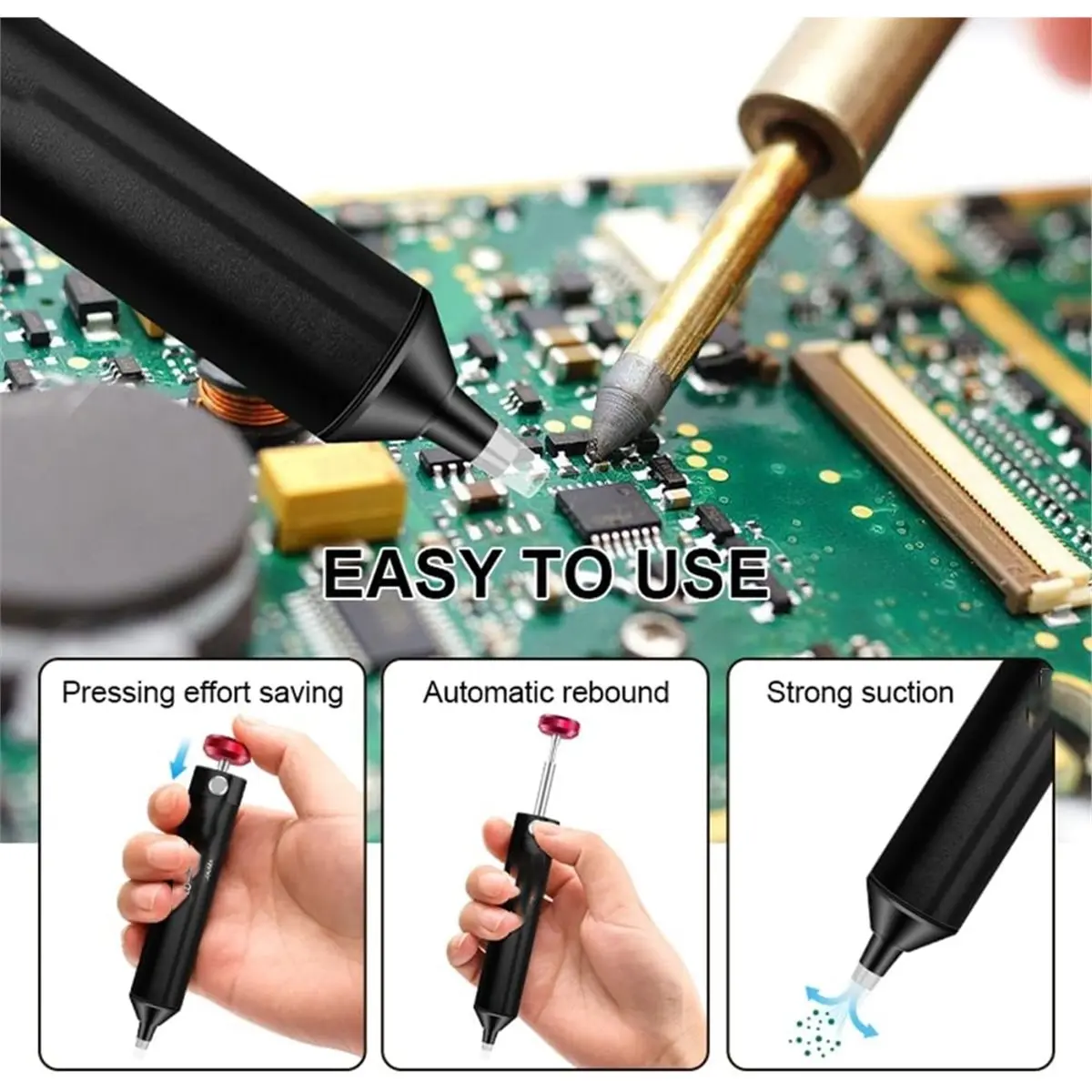 New Arrival@@ Fashion  Solder Sucker Desoldering Pump with Spare Nozzle, Vacuum Pump Solder Remover Tool for Electronics Repair