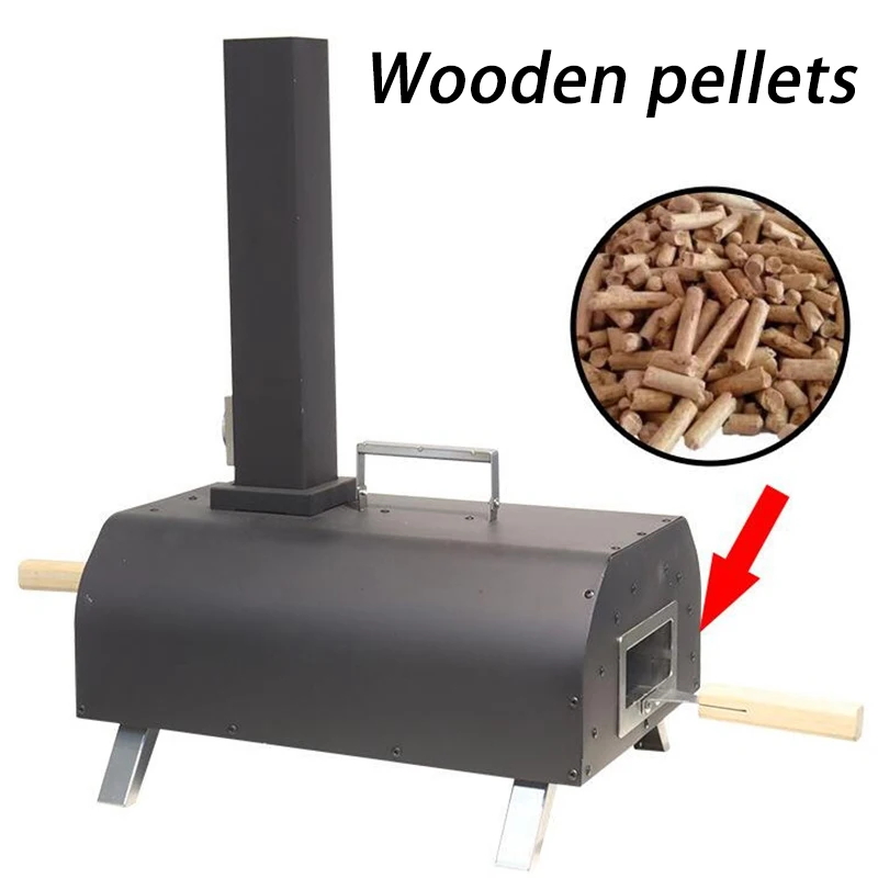 Outdoor Baked Pizza Oven Wood&Gas  Built-In Thermometer Wood Pellet Burner For Backyard Portable Camping Outdoors