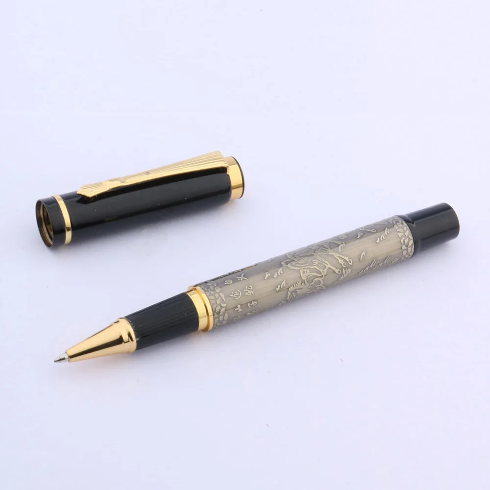 High Quality baoer 507 Metal Rillerball Pen Silver With Black 0.5MM Refill Gift Student Ink Pen