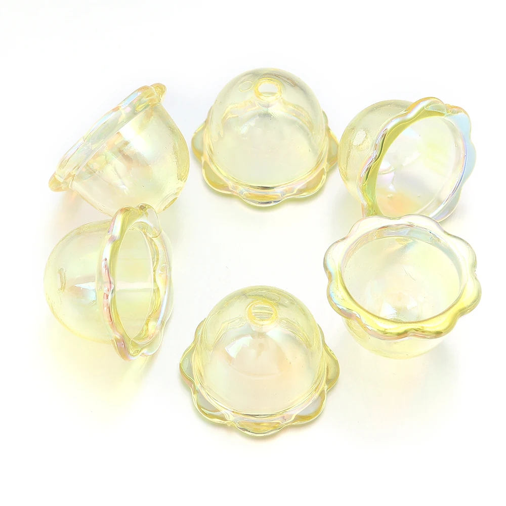 6pcs Transparent Wind Bell Beads Colorful Acrylic Petal Beads For Jewelry Making DIY Charms Pendant Phone Keychians