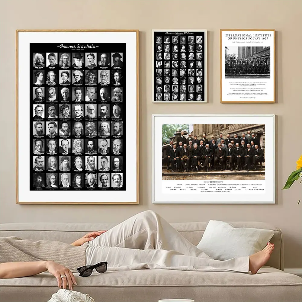 In 1927 Scientists 5th Solvay Conference Poster Canvas Print Painting Wall Art Picture For Living Room Decor Home & Office