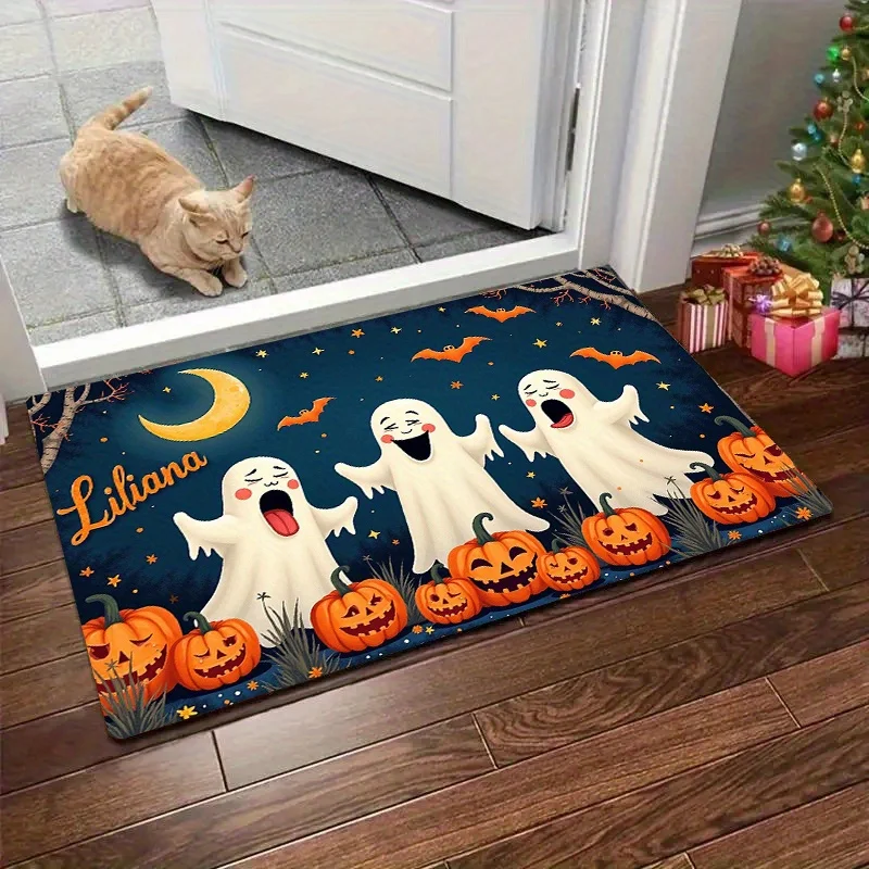 1pc Halloween Themed Doormat, with a Christmas Scene Atmosphere! Selected High-Quality Flannel Fabric, Soft And Delicate to Th