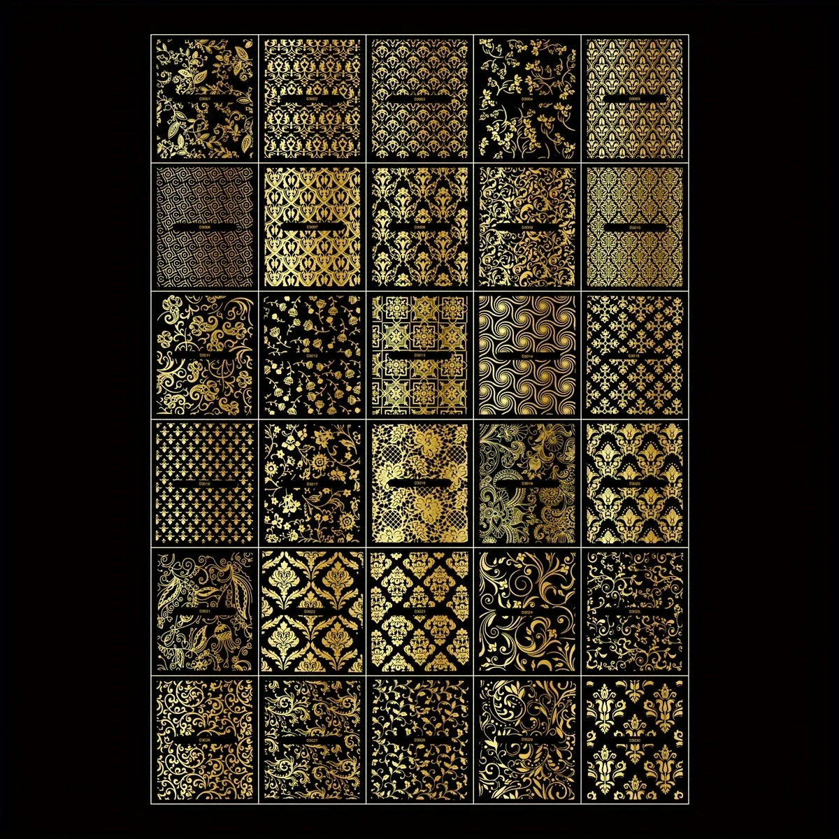 30 hojas de pegatinas doradas para decoración de uñas, elegantes diseños florales y de encaje, pegatinas autoadhesivas reutilizables 3D para decoración de uñas