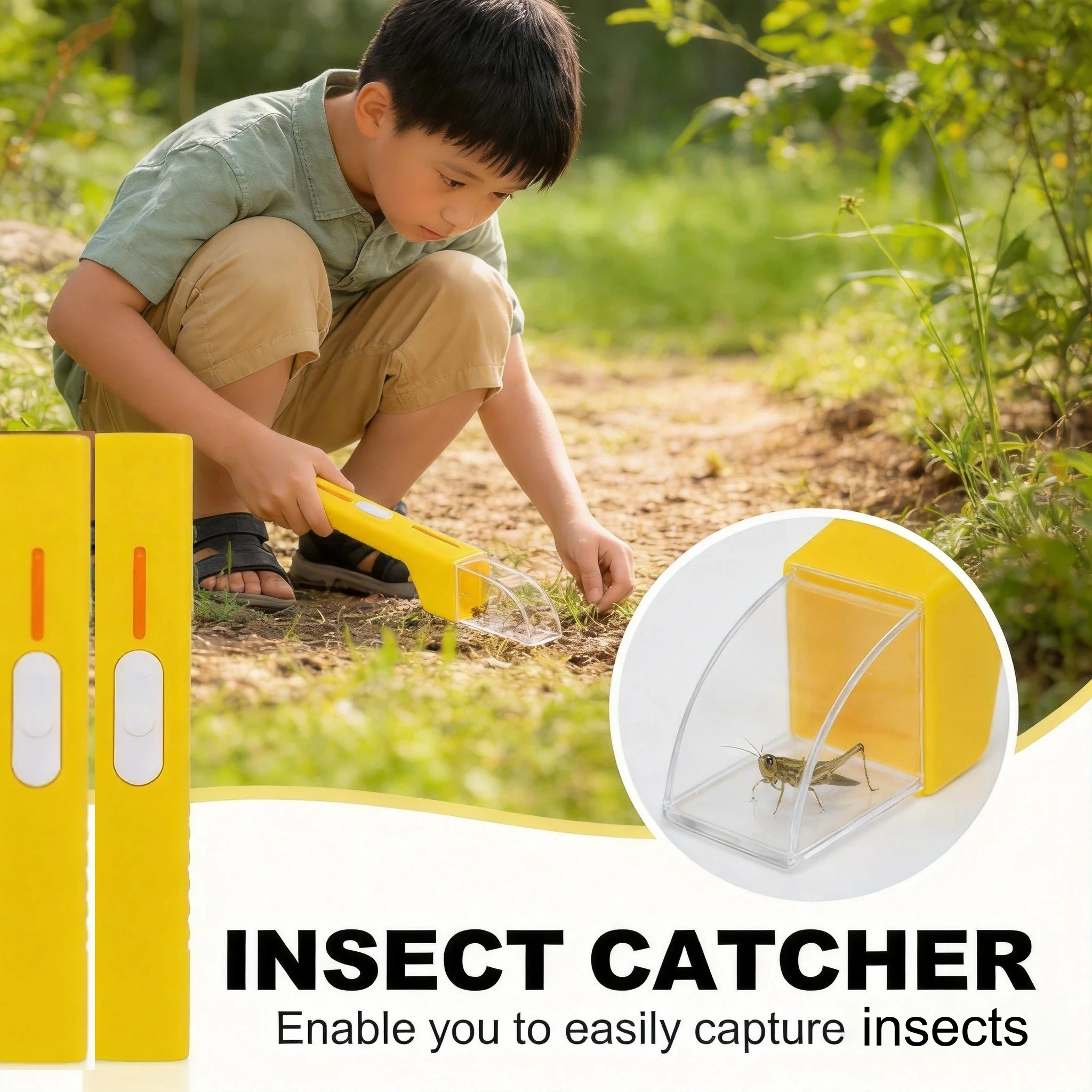 2pcs Safe Catch Release Insect Catcher Viewer, Handheld Bug Collecting Tool for Kids Outdoor Nature Exploration, Educational