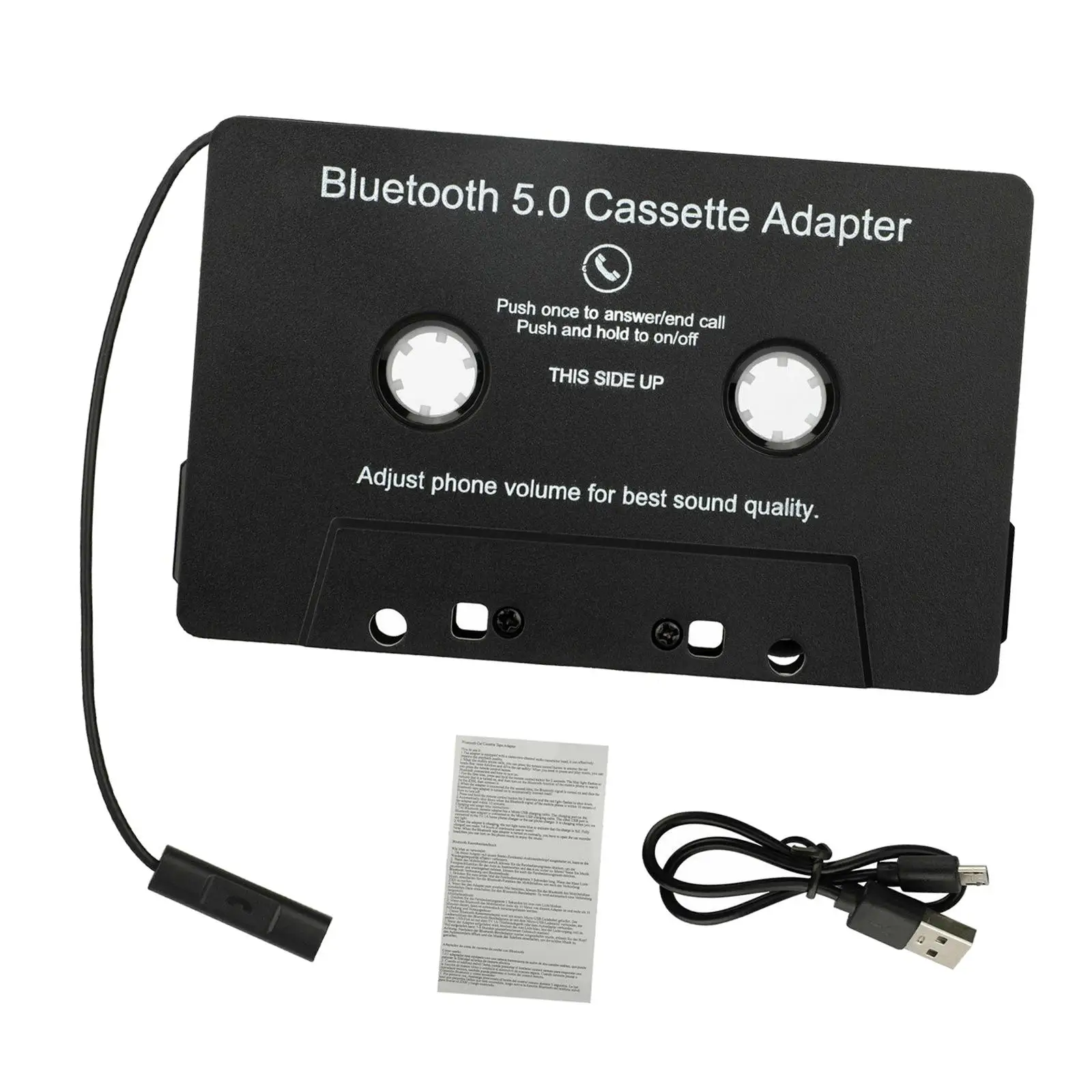 Adaptador Universal de casete Bluetooth a Aux con Audio Estéreo Premium con batería integrada, adaptador de casete para teléfono inteligente