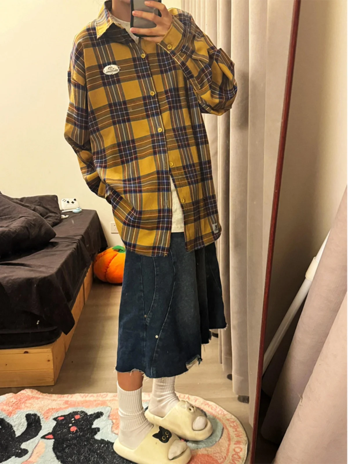 

Yellow Plaid Long Sve Men's irt Autumn Spring Cleanfit Jaet Boys Outerwear Breathable Moisture ng Faionable