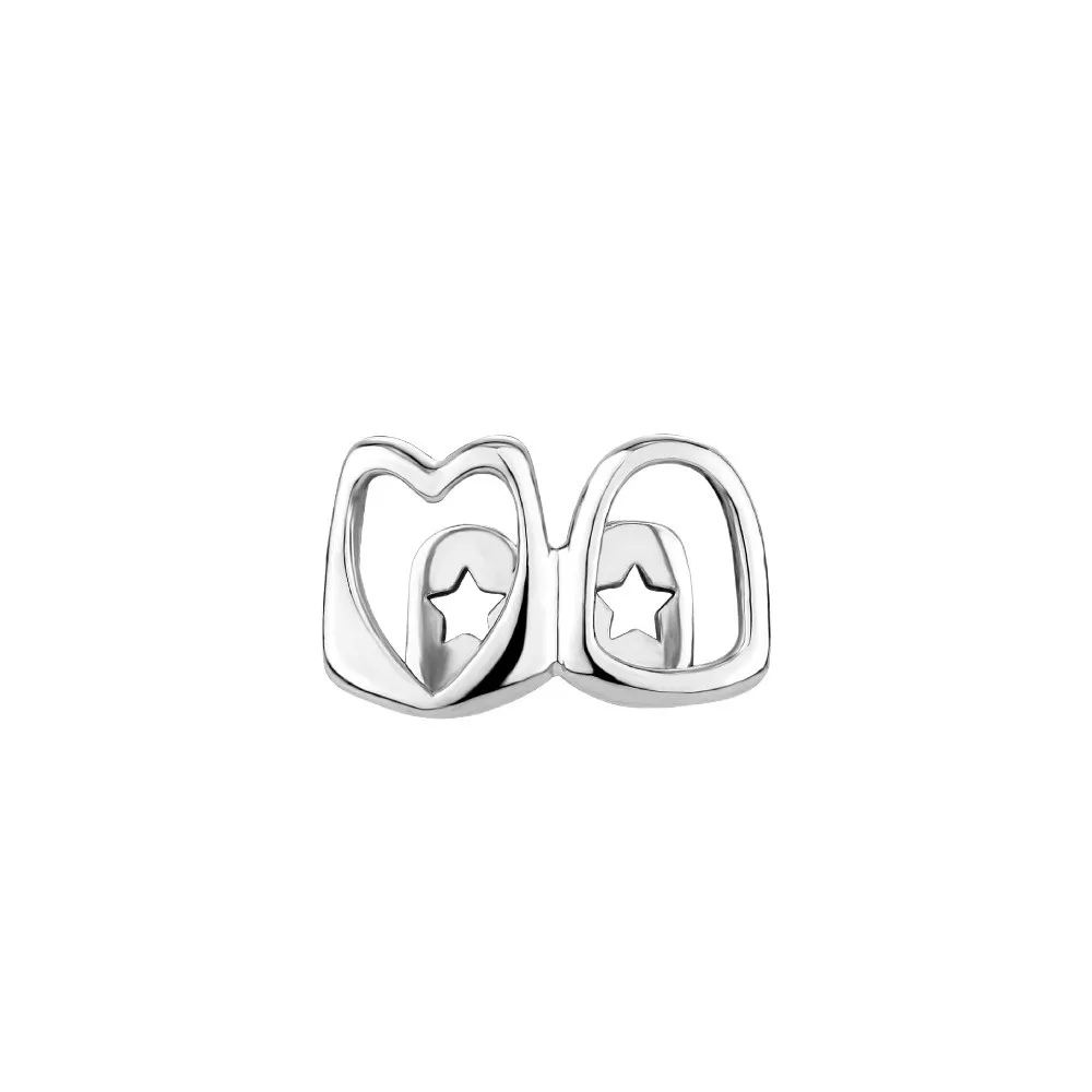 1/2pcs Hip Hop Hollow Heart Tooth Grillz Gold Color Zircon Dental Grills Rhinestone Tooth Caps Charm Teeth Grillz Daily