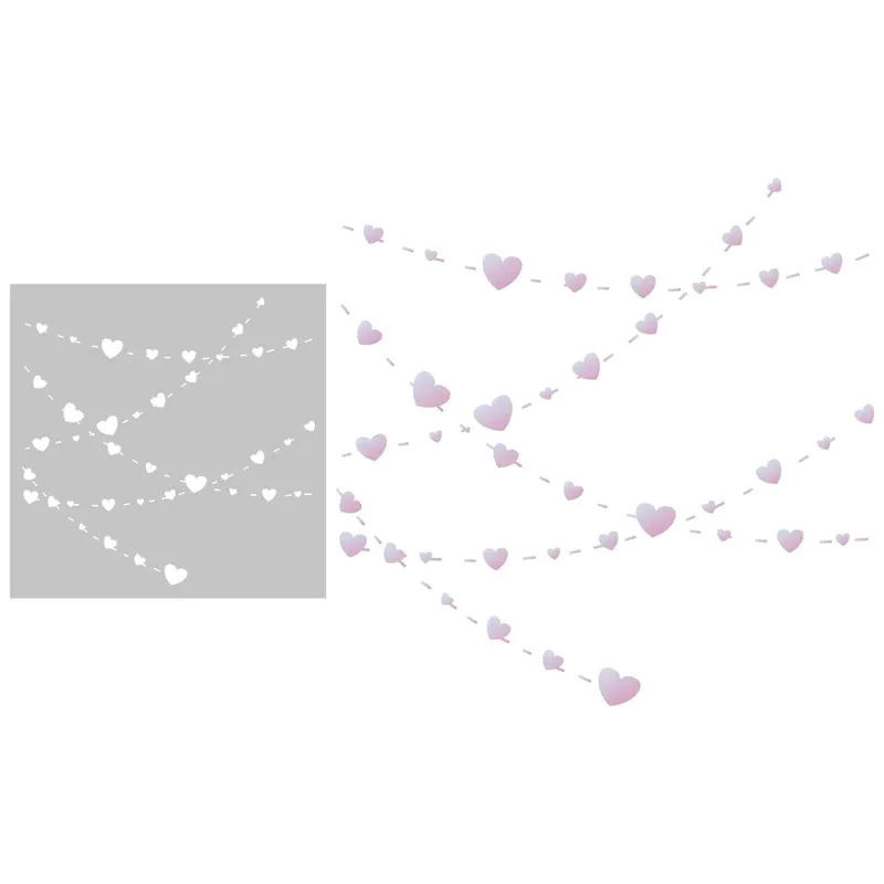 

1PC Hearts Strings Plastic Stencils For Decor DIY Scrapbooking Supplies Stencil For Cards Albums Universal Background