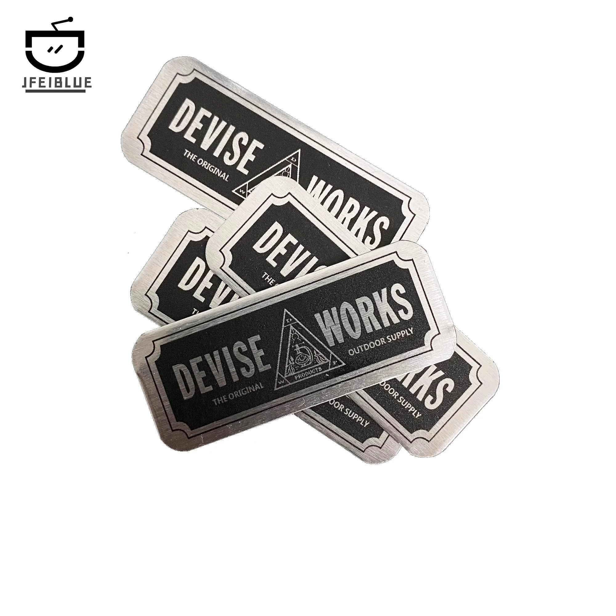 DS military style aluminum label outdoor camping product metal sticker nameplate trendy retro tough style