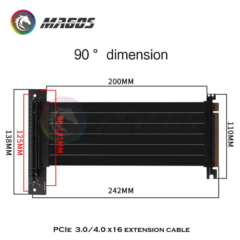 Full Speed PCIE 4.0 16x Riser Cable Graphics Card Extension Cable PCI Express Port GPU Expansion Card Riser Shielded Extender