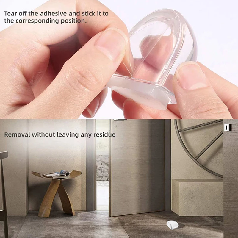 Door Stopper No Need Punch Self Adhesive Anti-Collision Door Holder Catch Door Stop for Home Office Protect Walls and Furniture