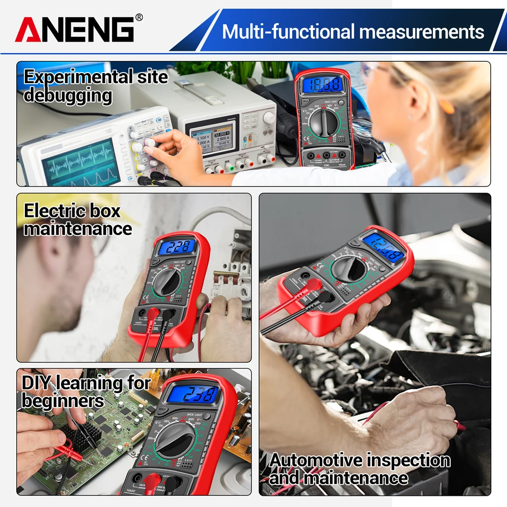 ANENG XL830L 1999 Count Multimeter Homehold Palm hFE Transistors Tester Measuring Meter Digital 10A DC Current Multitester Tools