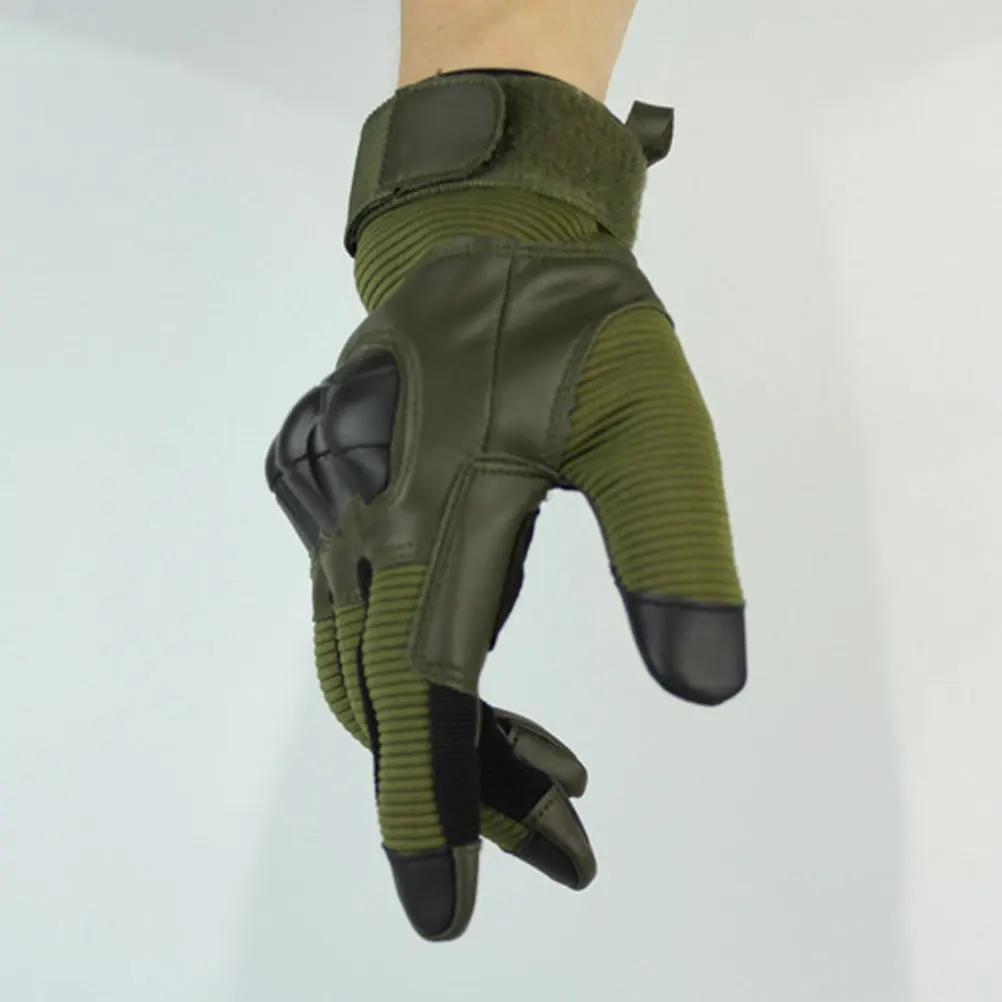 1Pair Touch Screen Cycling Gloves Half Finger Shockproof Breathable Outdoor Fitness Protective Gloves Size M Army Green
