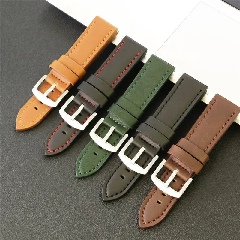 Quick Release Crazy Horse Echtes Leder Universal Retro Uhrenarmband Uhrenzubehör Lederarmband 18mm 20mm 22mm 24mm